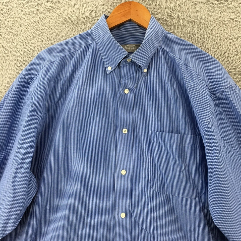 Talbots Long Sleeve Shirt Mens 17 Blue Wrinkle Resistant Button Up Long Sleeve - Image 2 of 4