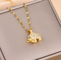 Goldene Halskette Mit Elefant AnhäNger Und Zirkonia – Edler Damen Schmuck