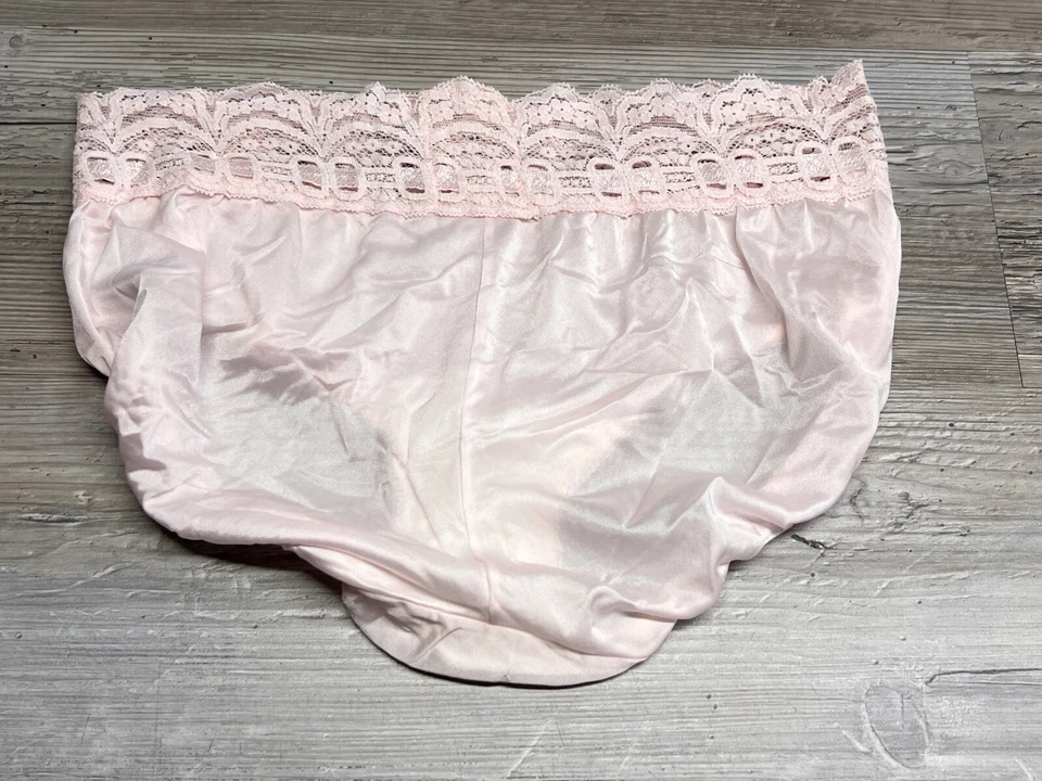 Bragas románticas vintage Olga rosa satinado encaje mojado corte alto talla 5 #10 Foto 2 de 4