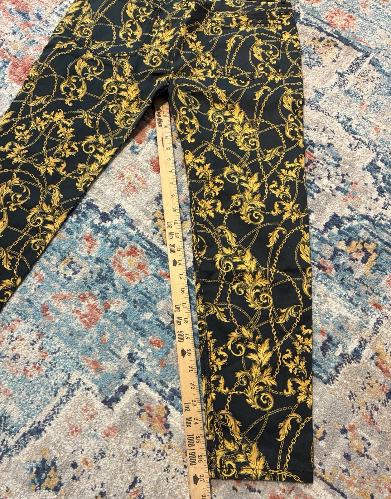 ZARA Men's Baroque Black Skinny Slim Fit Jeans Versace Style Size 34 US image 7