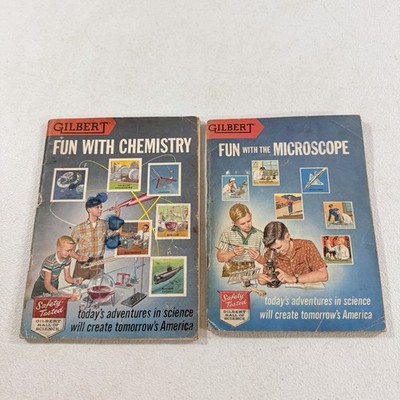 Gilbert Fun With Chemistry Microscope 1956 1960 Manual Lot Of 2