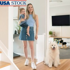 Retractable Baby Gate Indoor Outdoor Safety Barrier One-Handed 3-Way Lock New