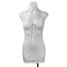 Princess Polly White Sleeveless Bustier Cami Lettuce Mini Bodycon Dress Size 6