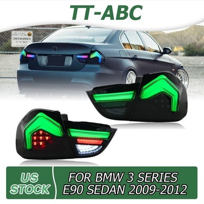 TT-ABC For 2009-2012 BMW 3 Series E90 Sedan Black Tube LED Tail Rear Brake Light