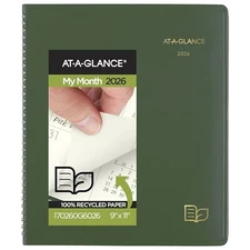 AT-A-GLANCE 2026 PLANNER MONTHLY 9" X 11" LARGE RECYCLED GREEN 70260G6026