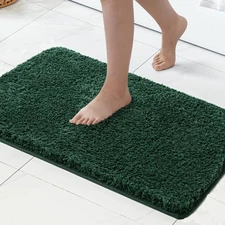 MIULEE Dark Green Absorbent Bath Rugs, Soft Bathroom 20''x30'',