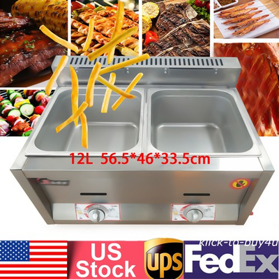 #ad 12L Propane NG Gas Fryer Catering Food Warmer Steam Table Buffet Restaurant $147.05