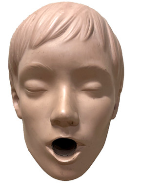 creepy silly yard ornament Art Gag Gift face open mouth Halloween old CPR head