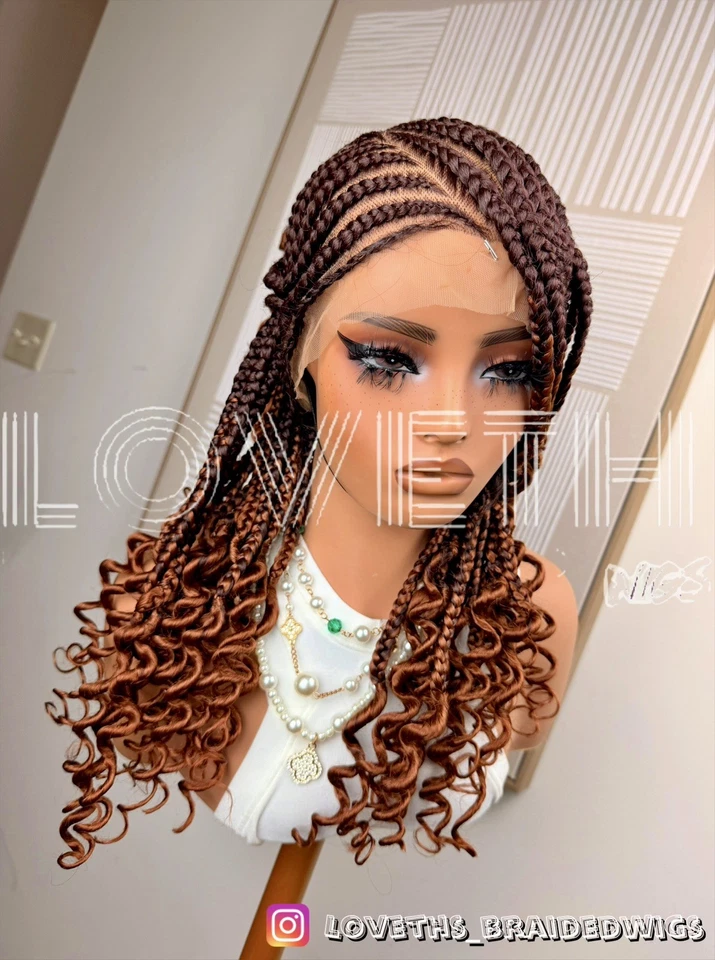 Ships next day(2days SHIPPING)Cornrow Full lace Braided wig,black knotless braid - Image 4 of 4