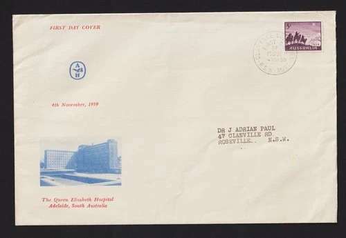 AUSTRALIA 1959 FDC CHRISTMAS WITH QE HOSPITAL IMAGE ADDRESSED
