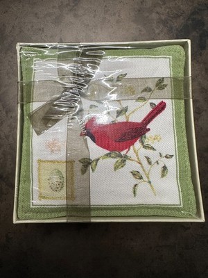 Alice's Cottage Scented Spiced Mug Mats Coasters Cardinal Bird Set of 4