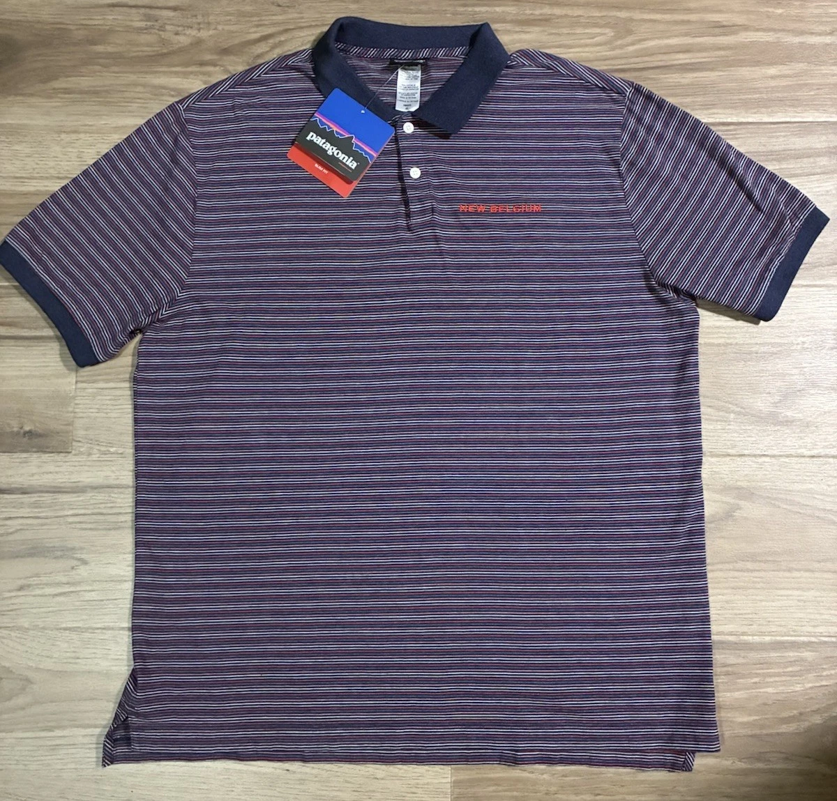 Patagonia Mens XL Slim Fit Organic Cotton Striped Polo Shirt New Belgium