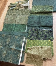 Bundle Lot of 12 Asst Green Foliage Fabrics 100 Cotton Assorted Sizes