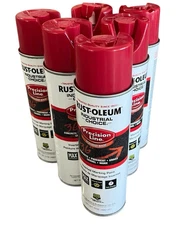 Lot of 6 Rust-Oleum Brand 350987B Safety Red Precision Line Marking Spray Paint