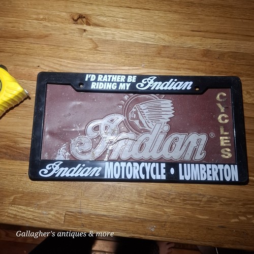 Rare Vintage lumberton NC INDIAN MOTORCYCLE DEALER LICENSE PLATE FRAME & Plate