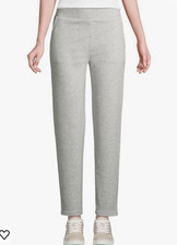 Lands’ End Serious Sweats grey flat front sweatpants side M 8-10