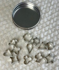 Vintage Miniature Metal Cookie Cutters Set in Tin 12pc