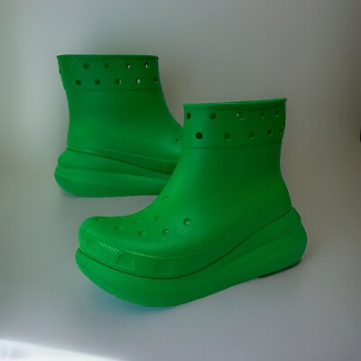 Crocs Classic Crush Waterproof Green Grass Rain Boots Men