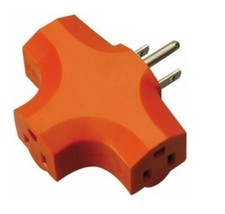 New 3 Way Outlet Wall Triple Tap Adapter Grounded Tri Tap Electrical Splitter