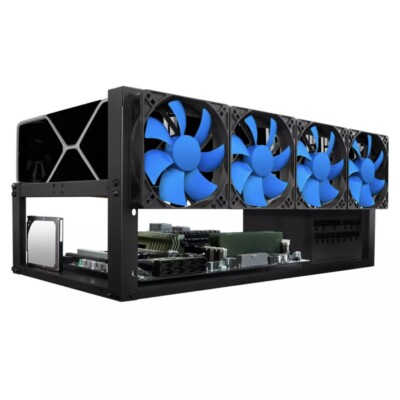 Kingwin Crypto Miner Rig Case Aluminum For 6 GPU Mining Stackable Frame
