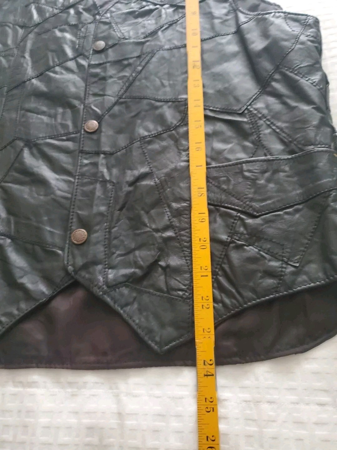 Black Genuine Leather Patchwork Snap Closure West… - image 6