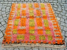 Vintage Turkish Anatolian Long Pile Shaggy Rug 40'' X 44'' Wool Pile Area Rug