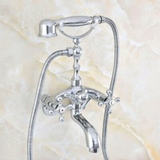 3-3/8" Chrome Bathroom Tub Faucets Wall Mount W/ Hand Shower Spray Mixer Tap