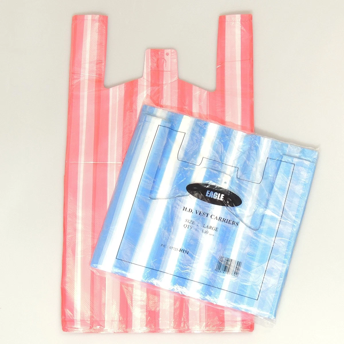 1000 X NEW LARGE CANDY STRIPE Plastic Vest Carrier Bags 11