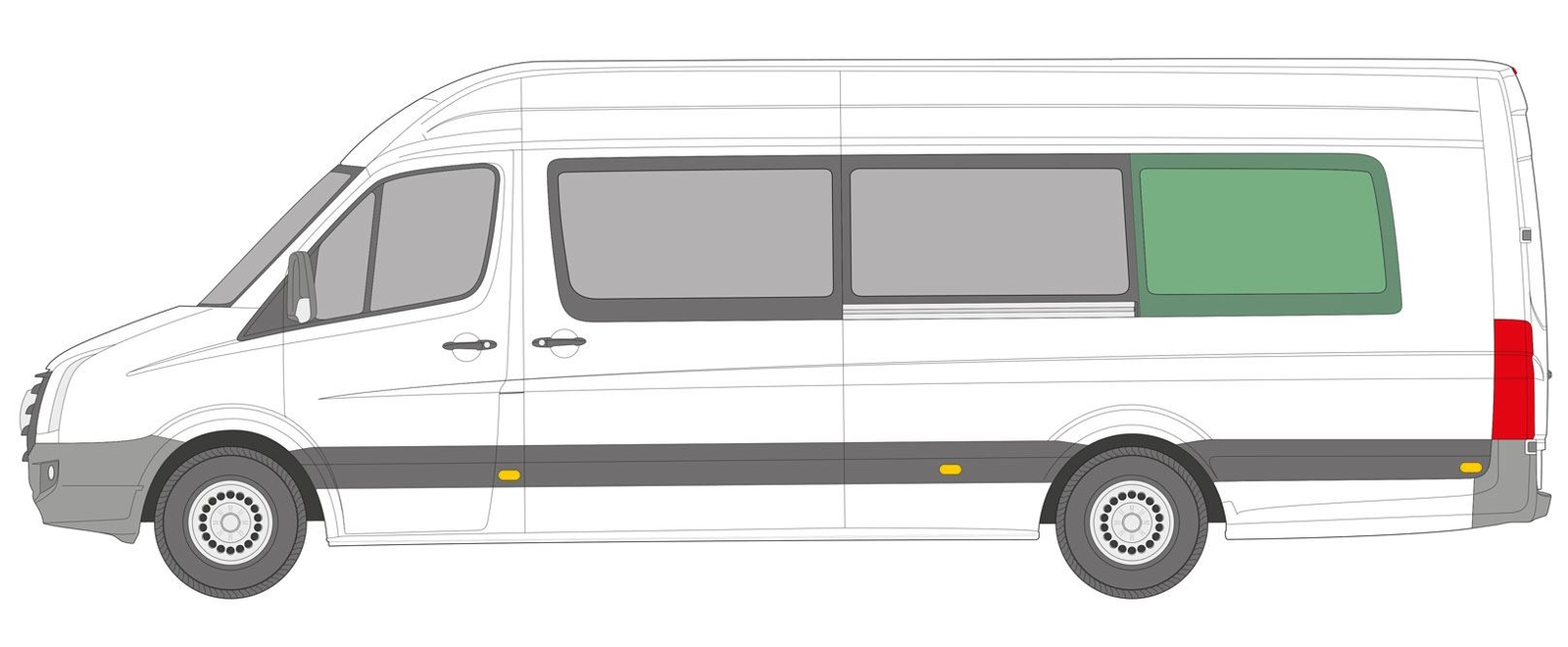 Nearside Left Rear 1/4 Fixed Window Mercedes Sprinter 2006 on LWB Tinted