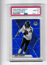 2020 Panini Mosaic No Huddle Blue Prizm Lamar Jackson 19 67/75 PSA 10