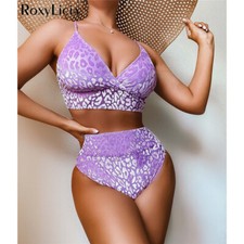 Leopard Padded High Waist Bikini Women Swimwear Two-pieces Bikini Set