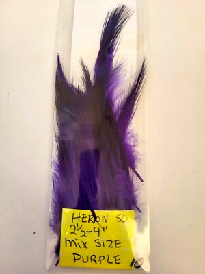 50 HERON FEATHERS SPEY Dyed PURPLE Size= 21/2