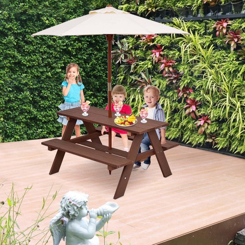 NNECW 3 in 1 Kids Picnic Table with Removable Umbrella for Garden/ Yard - 第 9/9 張圖片