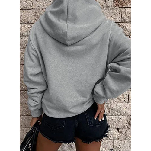Ladies Loose Fit Long Sleeve Pullover Women Fall Warm With Pocket Hooded Tops - Picture 17 of 80