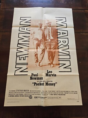 1972 POCKET MONEY Original 1 Sheet Poster Paul Newman Lee Marvin GAMBLIN WESTERN
