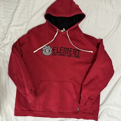 Vintage Element Skateboards Red Pullover Hoodie Size L Skate Grunge Y2K 2000s