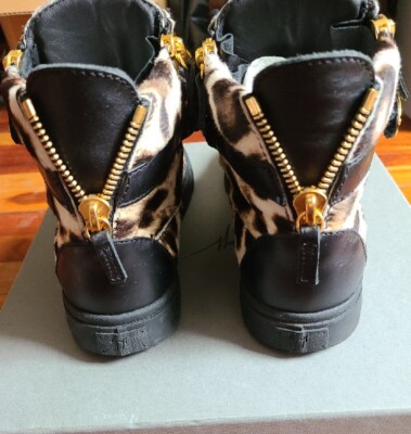 GIUSEPPE ZANOTTI BLACK/BROWN/CREAM/ LEOPARD CALF HAIR HIGH TOP