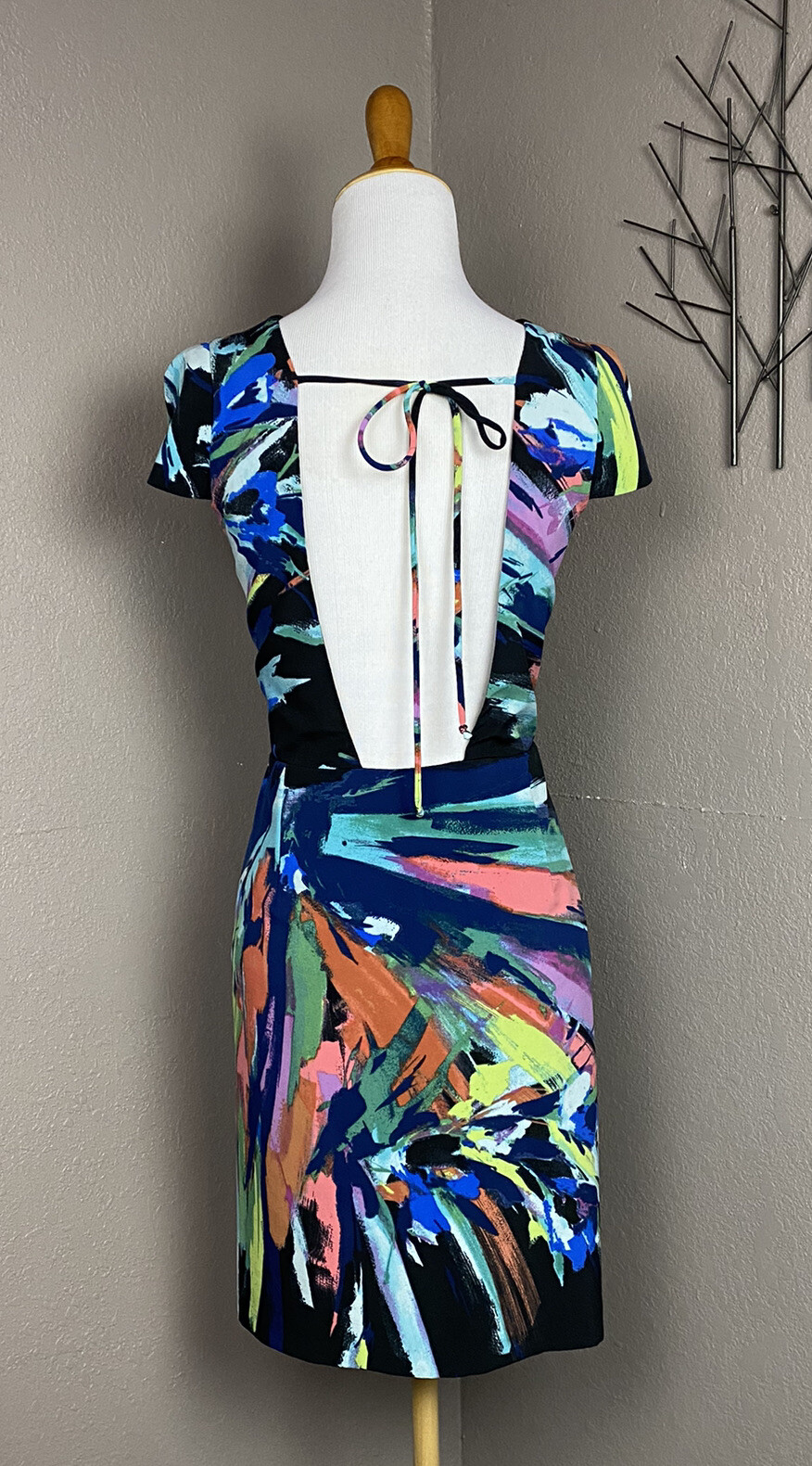 Maia Splatter Print Open Back Crepe De Chine Shea… - image 4