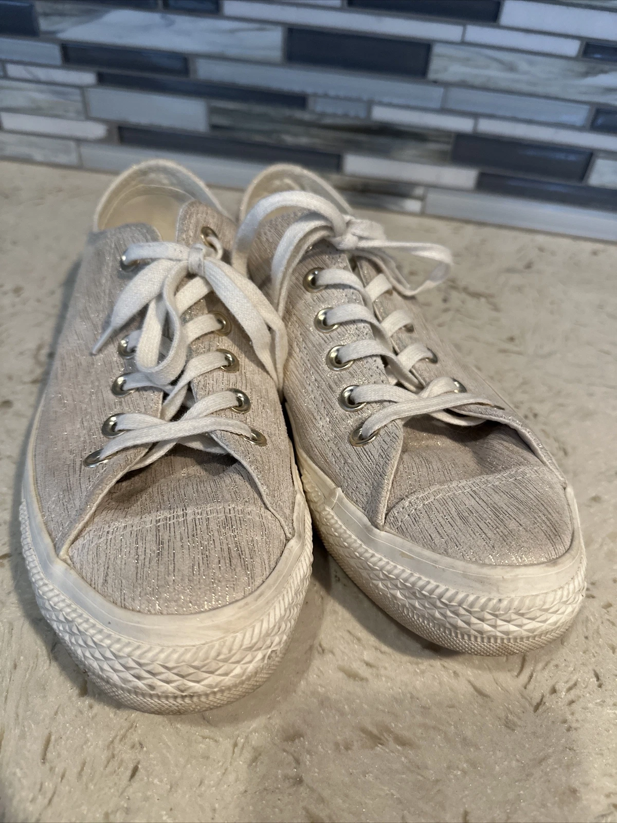 Sneakers Converse All Star Chuck Taylor argento oro scintillanti donna taglia 8 5