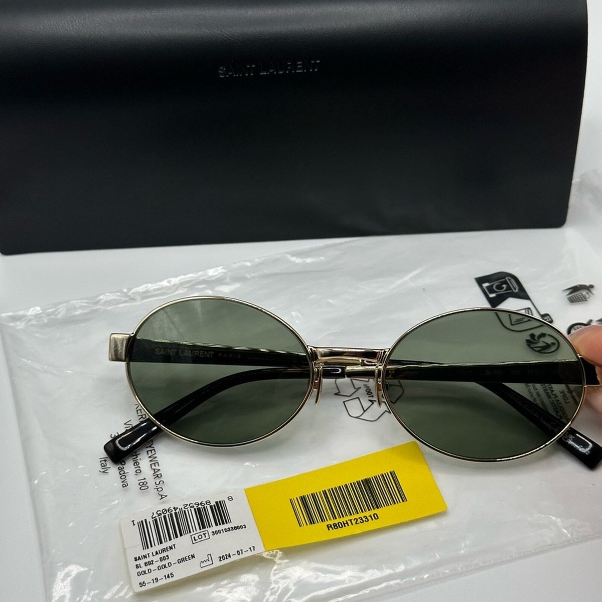 NEW SAINT LAURENT SL692 003 Gold/Green Authentic Unisex Sunglasses