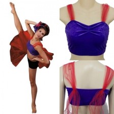 Lot of 14 Mystere "Crop Tops Only" CHILD Dance Costume Purple Velvet w/Red Tulle