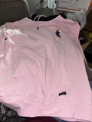 NWT Navy Yard Pink Teddy Bear Pullover Hoodie Men s S