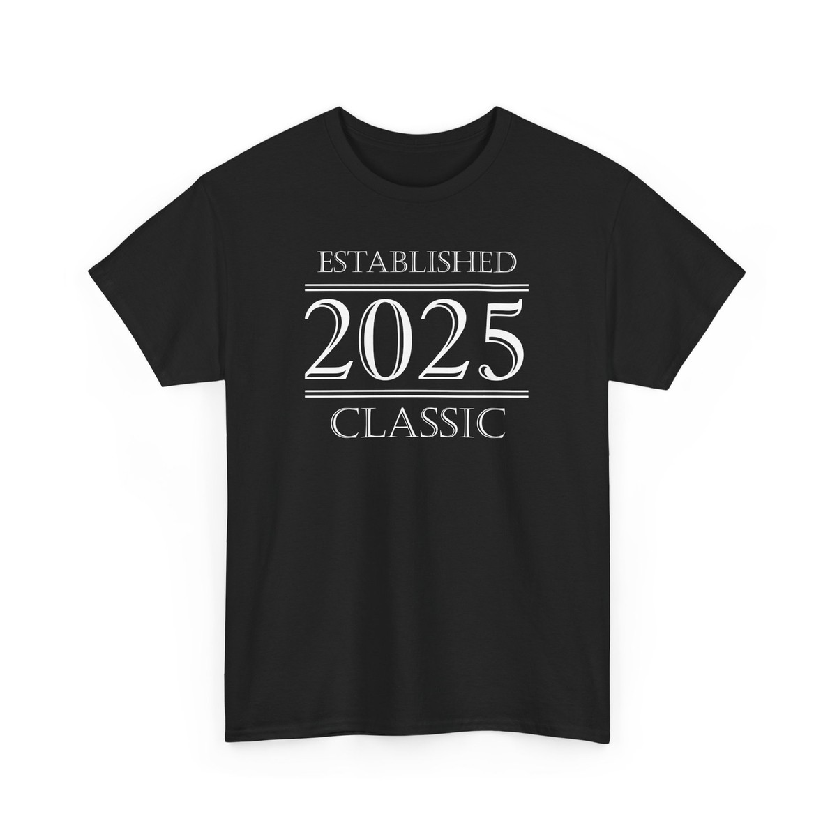 Established - 2025 - Classic: Black Unisex Heavy Cotton Tee Shirt 