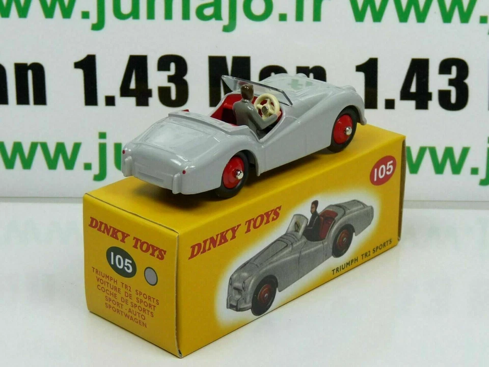 DT50 Voiture réédition DINKY TOYS atlas : 105 TRIUMPH TR2 sports grise UK - Photo 3/4