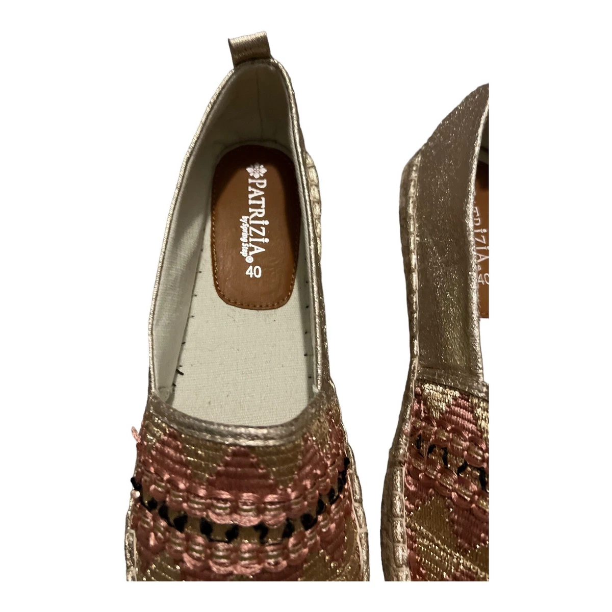 Patrizia by Spring Step Espadrilles Shoes Size 40 US 9 Embroidered Gold Boho