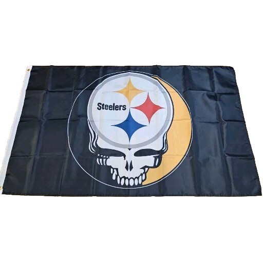 Bandiera Pittsburgh Steelers 0,6x0,9 M: In Poliestere 150d, Doppia Faccia, Con Occhielli Metallici, Licenza Ufficiale