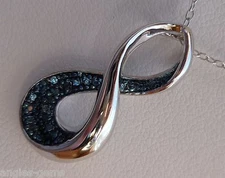 Zales NEW 925 Sterling Silver Blue Diamond Infinity Loop Journey Necklace, 18"