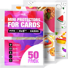 100 Pockets Mini Sheet Protectors Fit 4X6'' Cards Pack of 50 for 8.5X9.5 Min