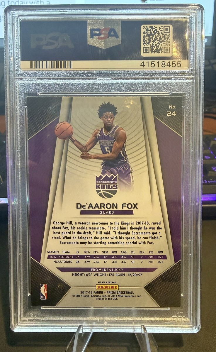 2017-18 Panini Prizm - De'Aaron Fox #24 Silver Prizm (RC) PSA 10