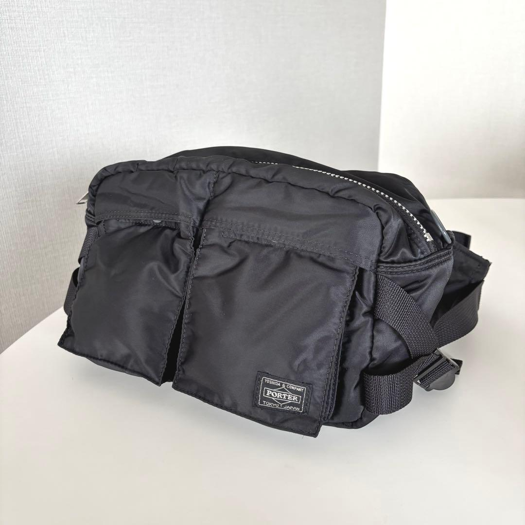 PORTER Tanker Waist Bag Black Nylon Sling Crossbody Shoulder